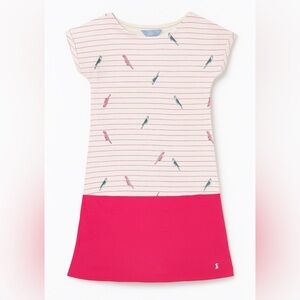 Joules Parrot Print Striped Pocket Dress